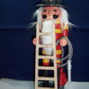 Fireman With Black Helmet Hand Painted Nutcracker