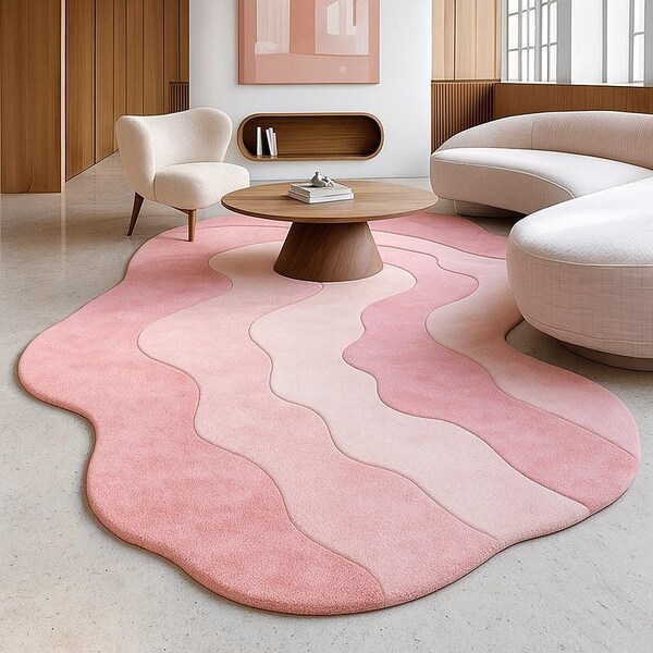 Abstract Wavy Round Rug main image 1