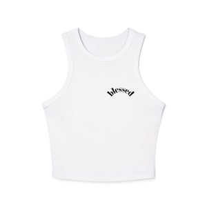 Blessed Women&#39;s Micro Rib Racer Tank Top, Summer Casual Crop Top, Workout Shirt, Lightweight Sleeveless Top, Gift for Her