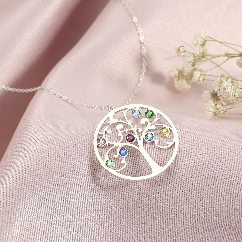 Sterling Silver Family Tree Birthstone 