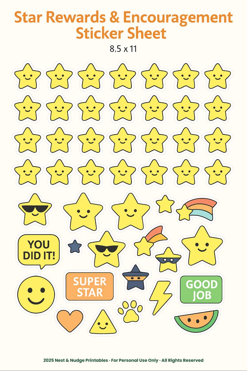 Kids Reward Chart Bundle + Sticker Sheets | Editable PDF | Printable ...