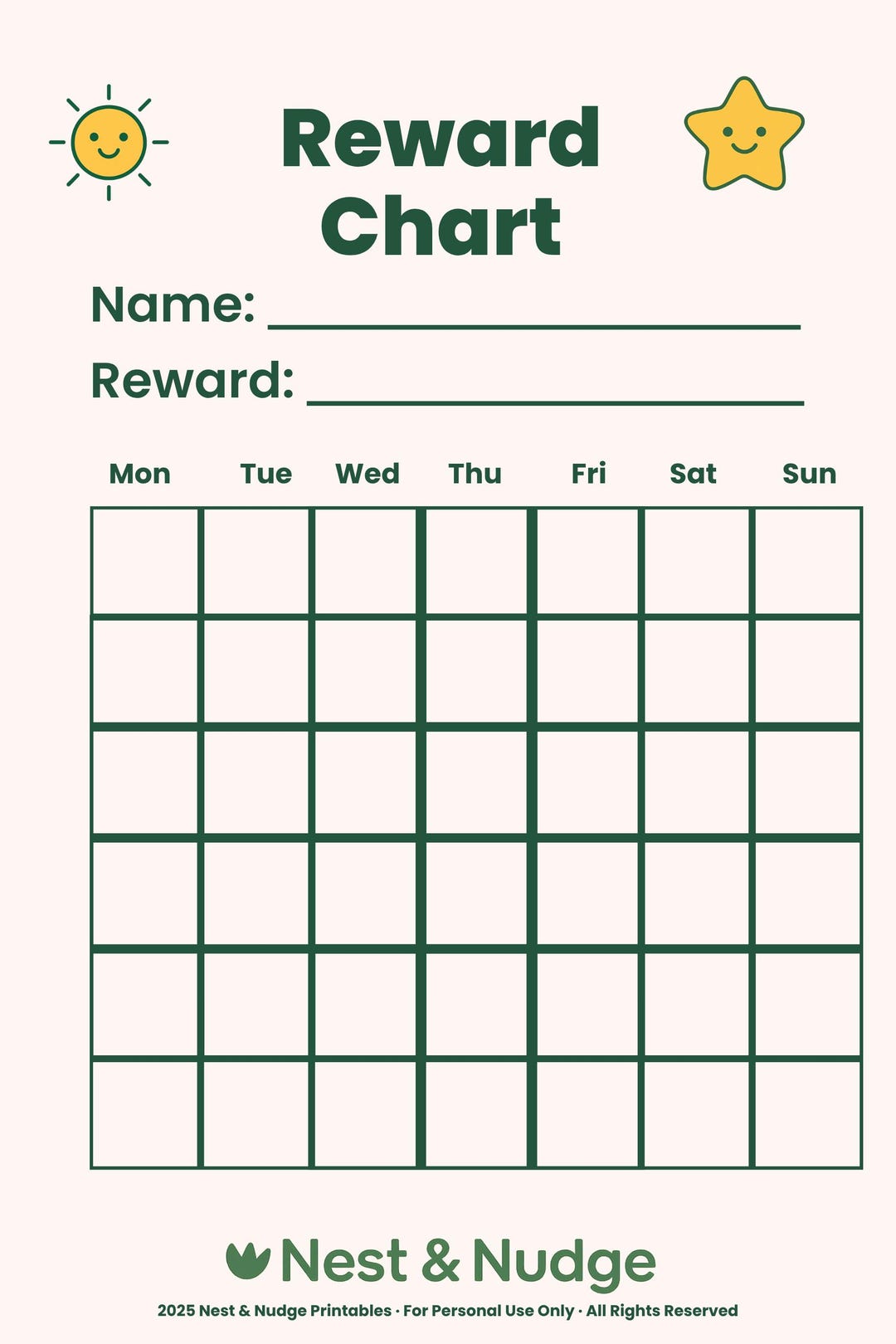 Kids Reward Chart Bundle + Sticker Sheets | Editable PDF | Printable ...