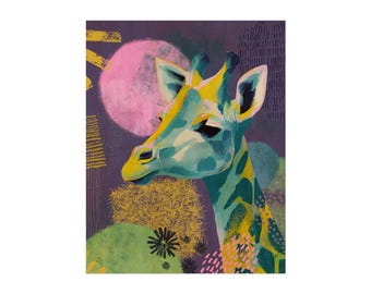 Dream Safari Giraffe Art Print, Modern Nursery Decor