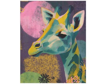 Dreamy Giraffe Art Print, Whimsical Kids Room Decor