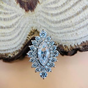 1.5 Ct Marquise Moissanite Engagement Ring: Double Halo, Silver or Gold