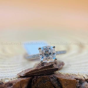 Cushion Cut Moissanite Ring: 3.0 CT Solid Gold Anniversary Ring
