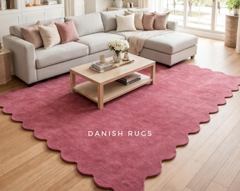 Hand Tufted Wool Area Rug Scalloped  For Living room Bedroom Nursery Kitchen Hallway Runner 6X9 8X10 9X12 10X14 Custom Rugs
