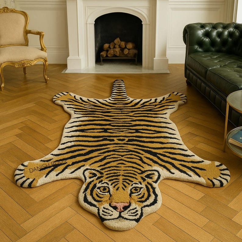 Hand Tufted' Tiger-shaped Rug Brings Wild Style and Home Decor Unique ...