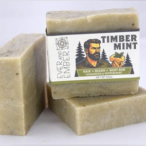 Timber Mint All-In-One Bar – Cedarwood, Peppermint, Bentonite Clay