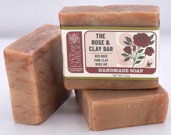 Handmade Rose Clay Soap – Natural Shea Butter, Goat Milk Bar