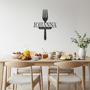 Personalized Fork Metal Wall Art: Custom Kitchen Name Sign