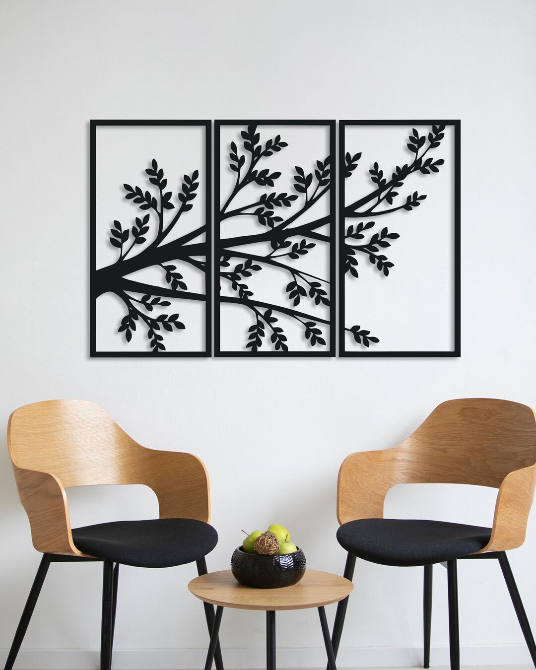 Triple Tree Branch Metal Wall Art Set - Nature Inspired Decor - Custom ...