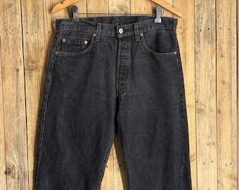 Deadstock Levi's 501 Black Jeans: 90s USA Made Raw Denim W29 L32
