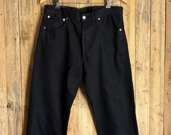 Deadstock Levi's 501 Black Jeans: 90s USA Made Raw Denim W29 L32