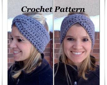 CROCHET PATTERN: Crossover Headband, Crochet Winter Headband Pattern, Headwrap Pattern, Women Headband Pattern, Earwarmer Pattern