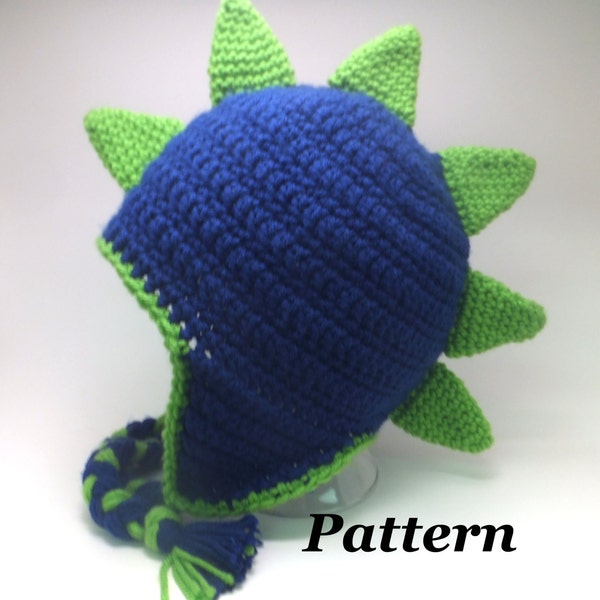CROCHET PATTERN: Crochet Earflap Dinosaur or Dragon Hat Pattern, Crochet Boy Dinosaur, Girls Dinosaur Hat, Crochet Dragon, Crochet Dino