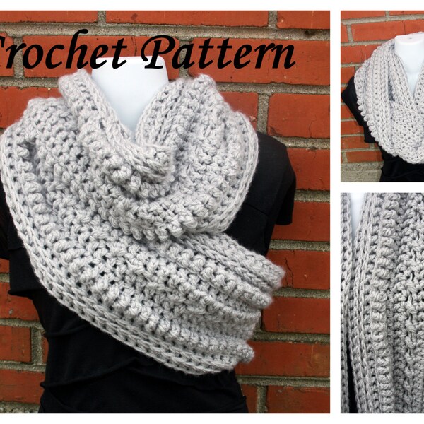 CROCHET PATTERN: Crochet Cowl Pattern, Crochet Scarf Pattern, Textured Cowl, Cross Body Cowl Crochet Pattern, Wide Cowl Crochet Pattern