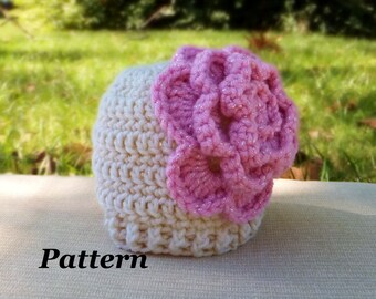Bloomin' Beanie Crochet Pattern: Flower Hat, Winter Cap (PDF Pattern - newborn to adult)