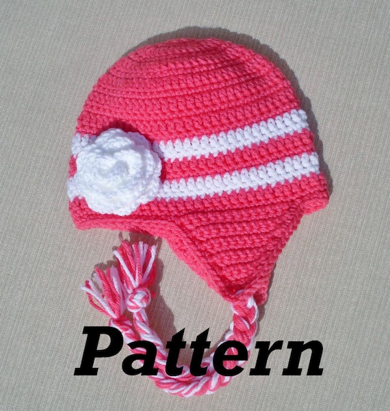 Baby Earflap Winter Hat Pink With Flowers Baby Earflap Winter Hat Pink With Flowers