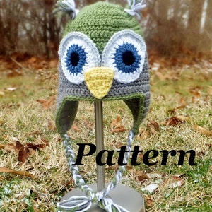 PATTERN: Crochet Earflap Owl Hat, Crochet Boys Winter Hat Pattern, Girls Owl Hat, Kids Crochet Owl Hat Pattern, baby owl hat pattern image 4