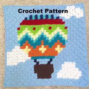 CROCHET PATTERN: Corner to Corner Afghan Pattern, C2C Pattern, Hot Air Balloon Crochet Pattern, Baby Blanket Pattern, Afghan Graph Pattern