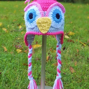 PATTERN: Crochet Earflap Owl Hat, Crochet Boys Winter Hat Pattern, Girls Owl Hat, Kids Crochet Owl Hat Pattern, baby owl hat pattern image 3