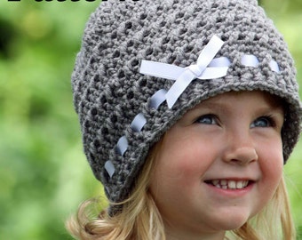 Crochet Ribbon Hat Pattern: Winter Beanie (PDF Pattern)
