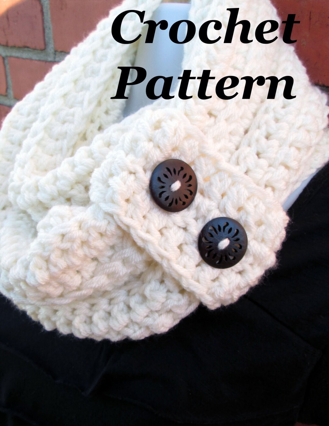 CROCHET PATTERN Quick Button Strap Scarf Warm Infinity Scarf 