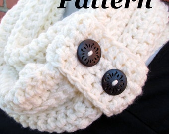 CROCHET PATTERN: Quick Button Strap Scarf, Warm infinity scarf, beginner crochet pattern, Figure 8 scarf with buttons, Crochet Scarf Pattern
