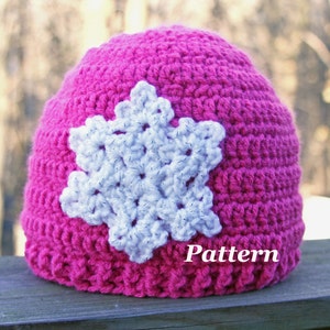 Snowflake Beanie Crochet Pattern: Winter Hat (Newborn to Adult) (PDF Pattern)
