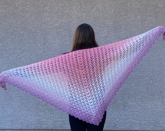 Handmade Crochet Ombré Shawl: Pink Purple Wrap Cover-Up