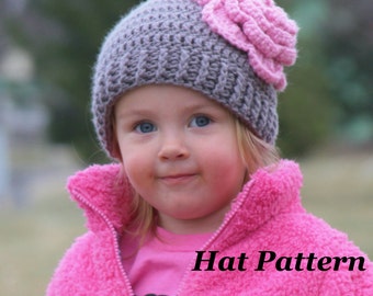 CROCHET PATTERN: Bloomin' Beanie Flower Crochet Pattern, Crochet PDF Pattern, Crochet Beanie Pattern, Womens Hat Pattern, Kids Hat Pattern