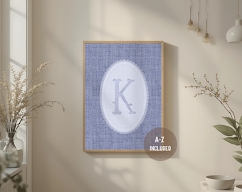 Vintage Textile Letter Print – Personalized Nursery Decor (Digital Download)