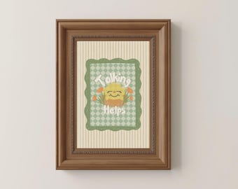 Pôster "Conversar Ajuda na Terapia" – Pôster de Saúde Mental para Presente de Bem-Estar e Cantinho da Calma