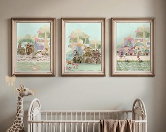 Conjunto de 3 artes de parede "Whimsical Fairytale": decoração para quarto infantil (download digital)