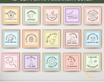 Silly Goose Affirmations 15-posterset: counseling en therapie, kantoordecoratie