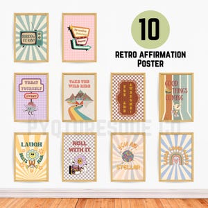 10 Retro Affirmation Poster,Daily Affirmation,Positive Affirmation,Motivational Poster,School Counsellor Decor,Mental Health Poster