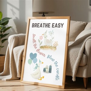 Dumme Gans atmen Poster, Inhale Exhale Poster, Therapie Offic Dekor, Schul Counselor Dekor, beruhigende Ecke Drucke, Klassenzimmer Dekor