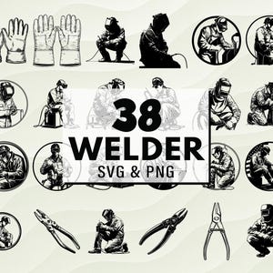 Welder SVG PNG Bundel, Welding Silhouettes, Cricut Cut Files, Welding Helmet Vector, Welder Art, Weld Svg,  Welder Decals, Toolshed Crafts