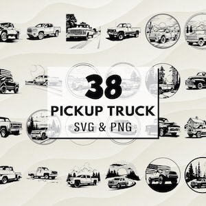 Pickup Truck SVG PNG Bundle, Vintage and Modern Truck Silhouettes, Cricut Truck Files, Vehicle Vector, Truck Decal Svg, Vintage Truck Png