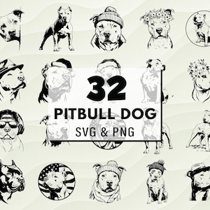 Pitbull Dog SVG PNG Bundle, Strong Pitbull Silhouettes, Pitbull Cricut, Dog Lovers, Decals, Apparel, Logos & Digital Designs, Bully Dog Svg