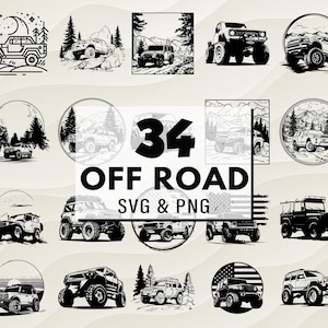 Off-Road SVG PNG Bundle, 4x4 Vehicle Clipart, Jeep and Truck Cut Files, Off-Road Cricut, Off-Road Vector,  Digital Design, Vehicle Decal Png