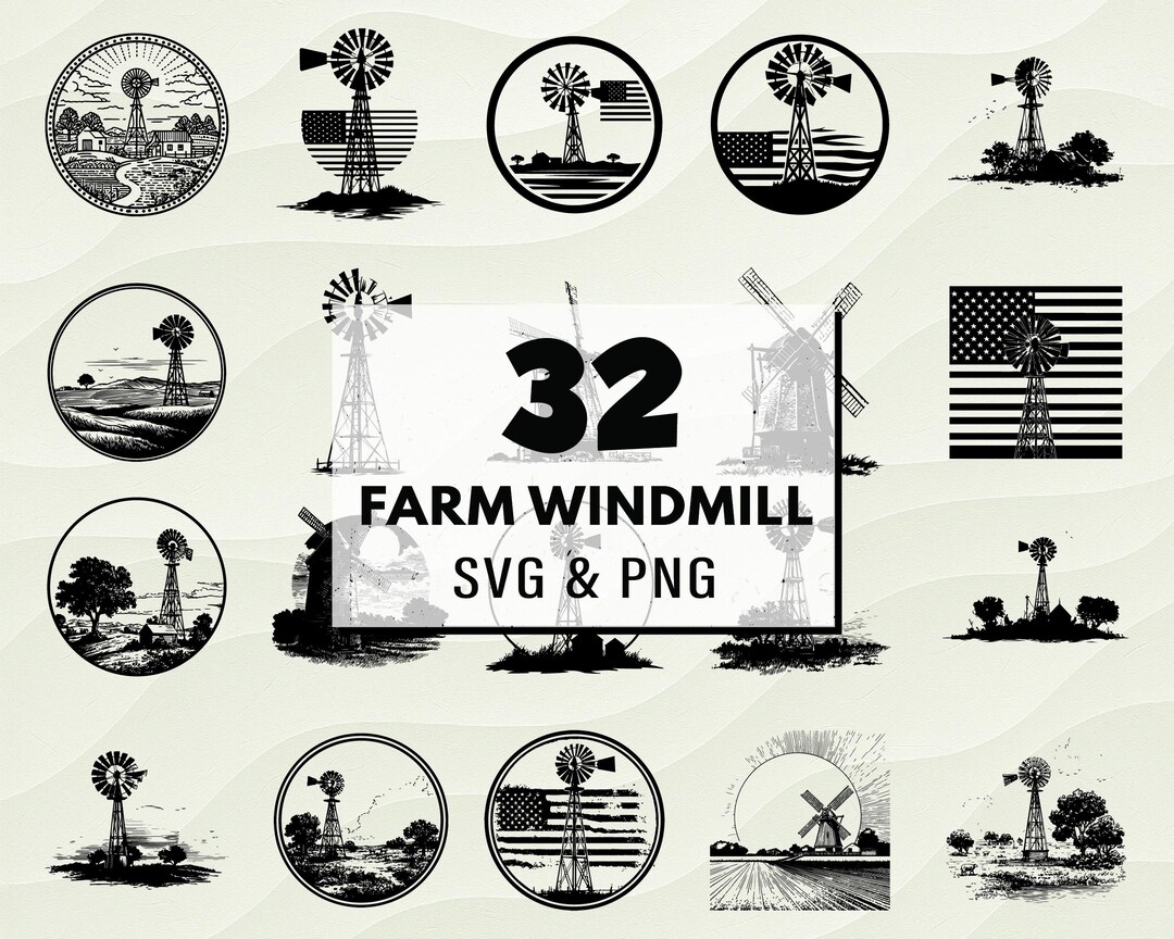 Farm Windmill SVG PNG Clipart, Rustic Silhouette (digital Download) - Etsy