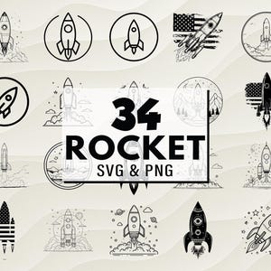 Rocket SVG PNG Bundle, Space Rocket Clipart, Spaceship Cut File, Rocket Cricut, Rocket Vector, Digital Design, Rocket Artwork, Blast Off Svg