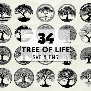 Tree of Life SVG PNG Clipart, Sacred Tree Silhouette, Boho Cricut Cut File, Spiritual Vector Design, Nature Svg, Tree Decal Png, Tree Design