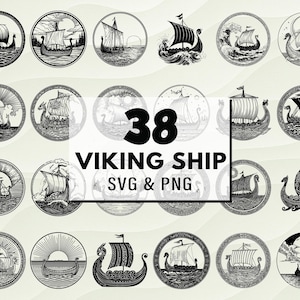 Viking Ship SVG PNG Clipart, Norse Longship Silhouette, Viking Vector, Historical Boat Vector, Cricut Viking File, Decal, Craft, Warrior Svg