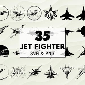 Jet Fighter SVG Png Bundle, Military Aircraft Silhouette, Jet Fighter Cricut File, Warplane svg, Aviation Design, Jet Fighter Clipart Vector