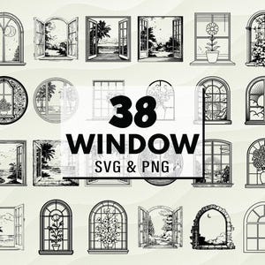 Window SVG PNG Bundle, Classic & Modern Window Silhouette, Cricut Cut Files, Architecture Vector, Home Decor Svg, Interior, Window Clipart