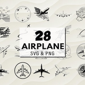 Airplane SVG PNG Bundle, Airplane Silhouette Clipart, Airplane Gifts, Aircraft Cut Files, Airplane Vector, Digital Design,  Airplane Decals