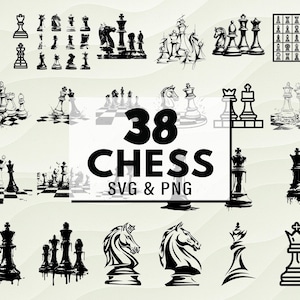 Chess SVG PNG Clipart, Chess Piece Silhouette, Cricut Cut File, Game Strategy Vector, Checkmate Svg, Game Night Png, Wall Art, Strategy Game